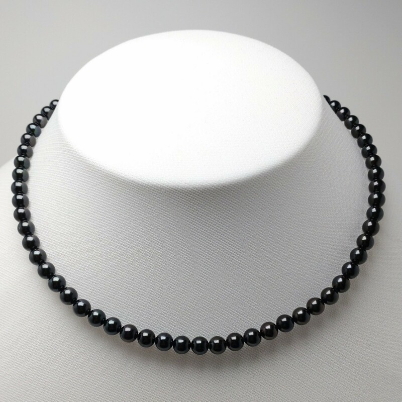 ∮真珠専門館∮ 葬祭用 アコヤ真珠ネックレス 黒真珠 5.5-6.0mm 控え目なサイズ 大特価 (税込み)