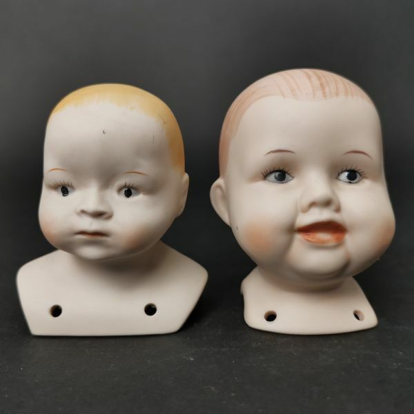 希少 【 BSCO ビスク ドール ヘッド 2点 】1980年代 前後 絶版 日本製 陶器 西洋 子供 頭部 人形 貴重 レア ビンテージ アンティーク