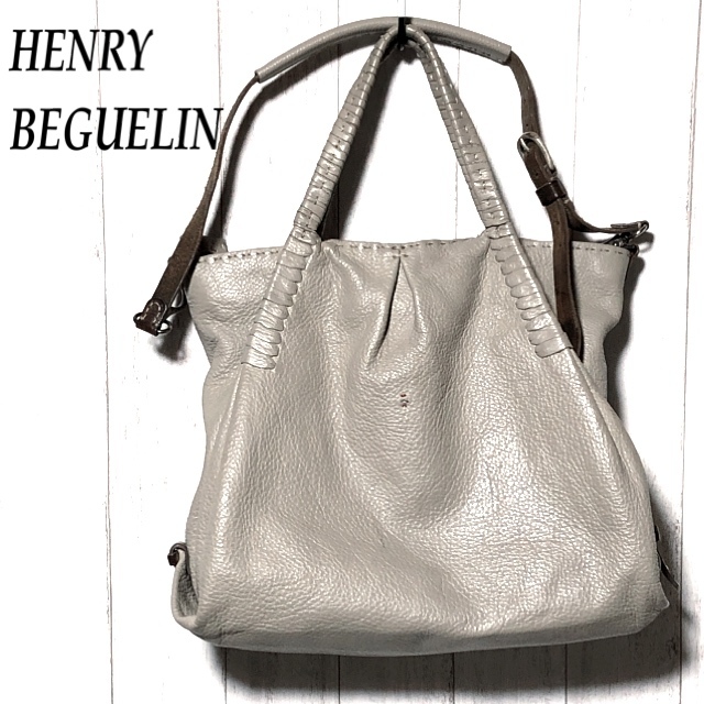 エンリーベグリン 2WAY レザートートバッグ/HENRY BEGUELIN ショルダーバッグ オミノ刺繍