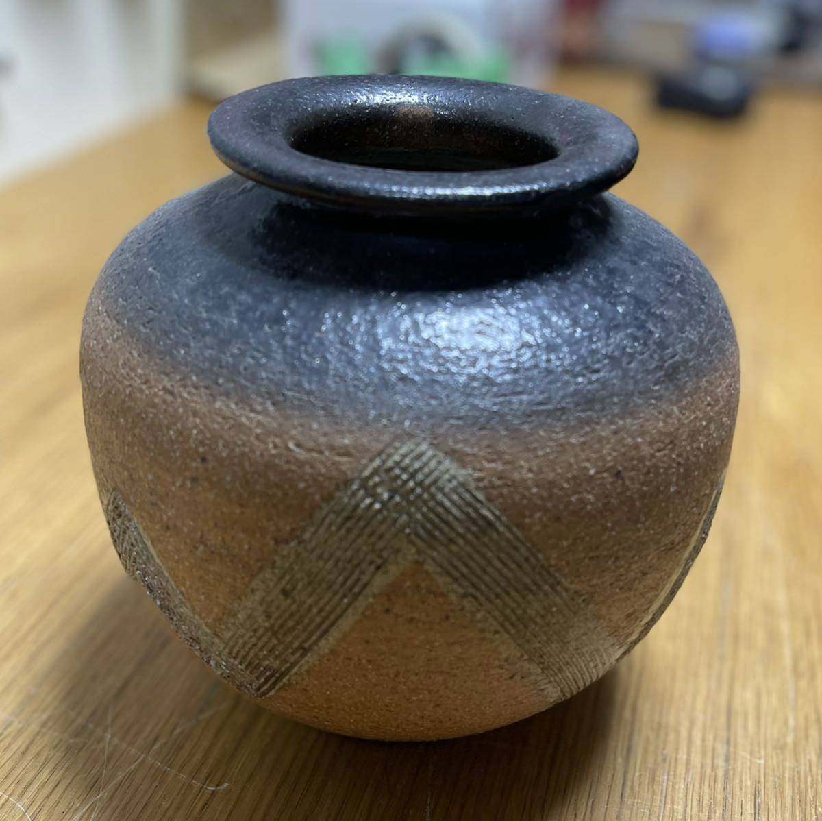 壺 信楽焼　明山　花器 Nー３