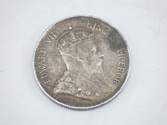 h4A051Z- イギリス領 海峡植民地銀貨 1908年 50セント エドワード7世