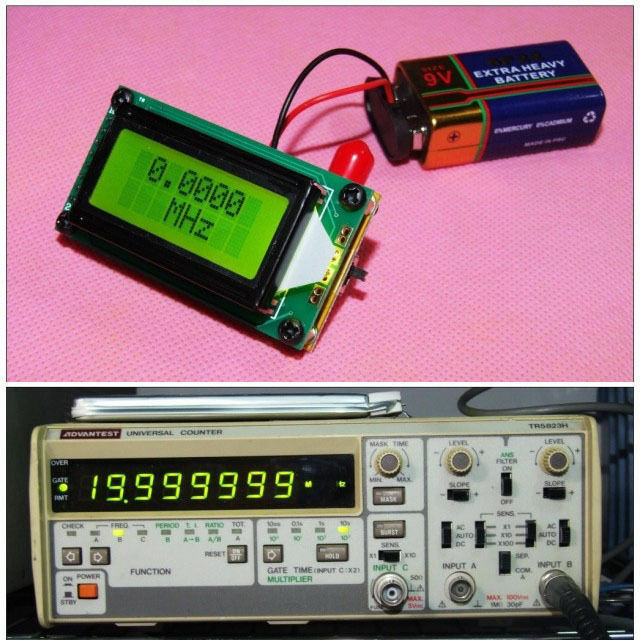 周波数カウンタ, 1MHz～500MHz, LCD 液晶ディスプレイ付き, ９Ｖ電池付き, 送料無料