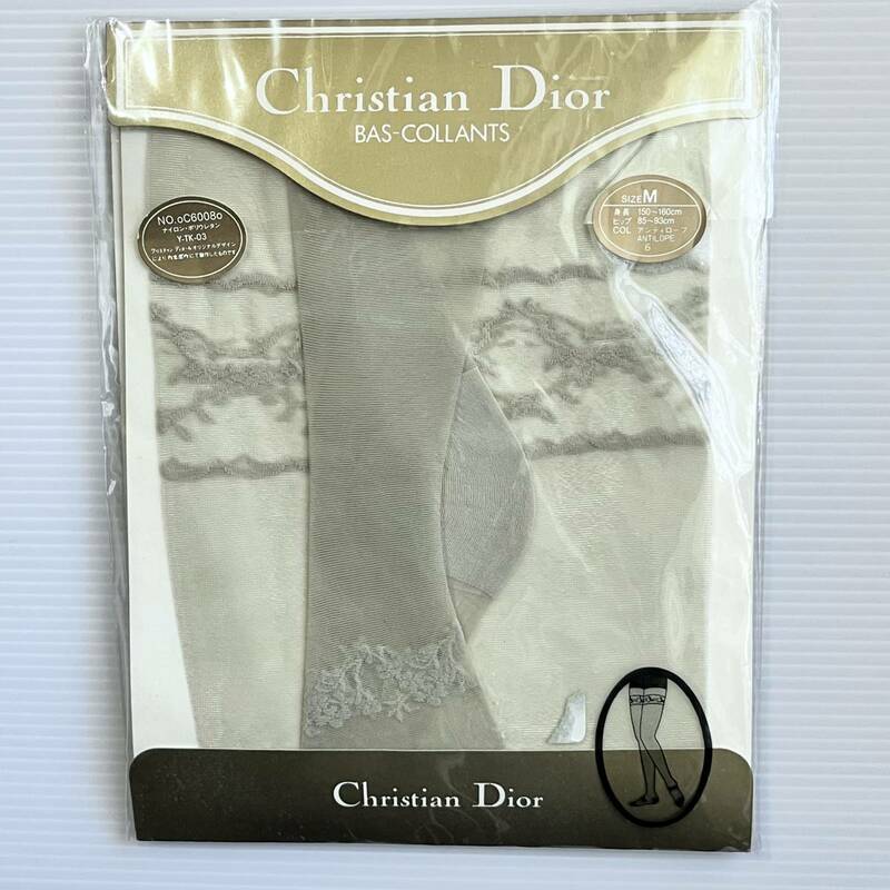 Christian Dior　クリスチャンディオール　レース模様付き　パンティストッキング　Mサイズ　アンティローブ