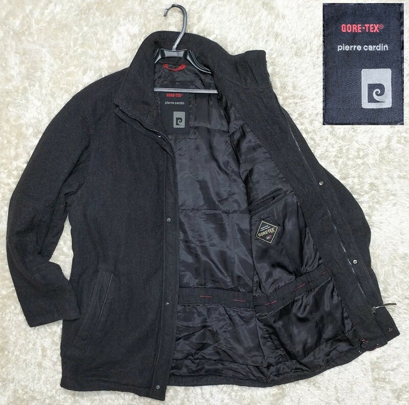 【GORE-TEX★】サイズ48(L〜LL程度) 良品 pierre cardin ウールハーフコート/ダークグレー◆ピエールカルダン (1)