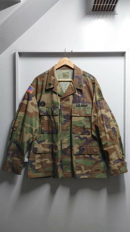 90’s US ARMY 米軍実物 ウッドランドカモ コンバット ジャケット LARGE-SHORT アメリカ軍 ミリタリー 迷彩 1995年製