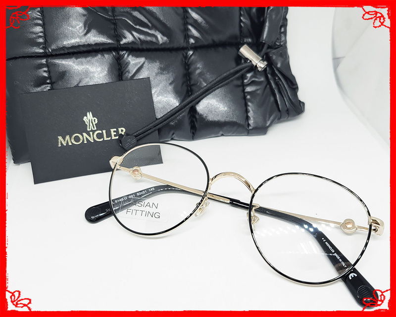 値下 MONCLER モンクレール 正規品 眼鏡フレーム ML5140D-001 ブラック ×ゴールド ダウンケース付 ラウンド 新品