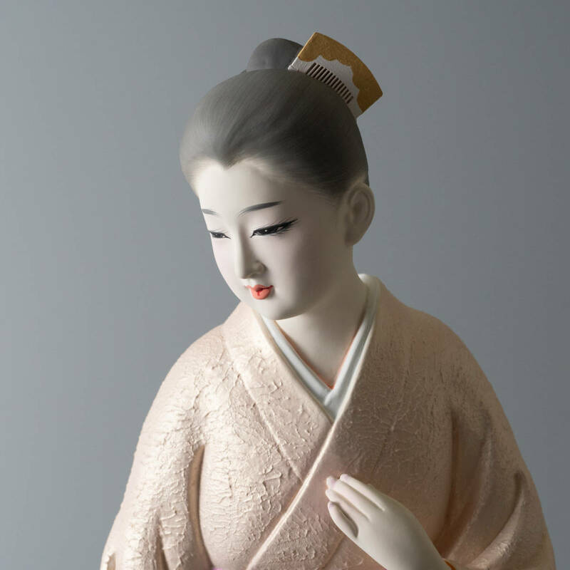 博多人形師 和人 作「ふれ合い」 高さ43cm　美人物 女性像 日本人形 郷土玩具 伝統工芸 置物 オブジェ 民芸 和室