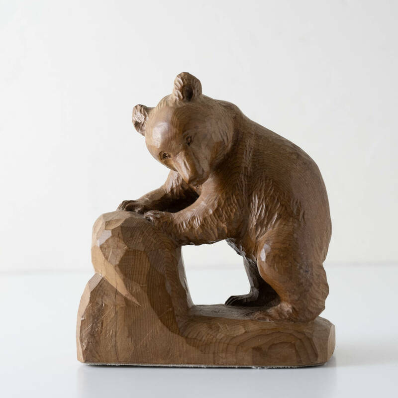 木彫の熊 平塚ケンチ 平塚賢智 北海道 民芸 木彫り熊 木製彫刻 飾り オブジェ 置物 民藝 木彫熊