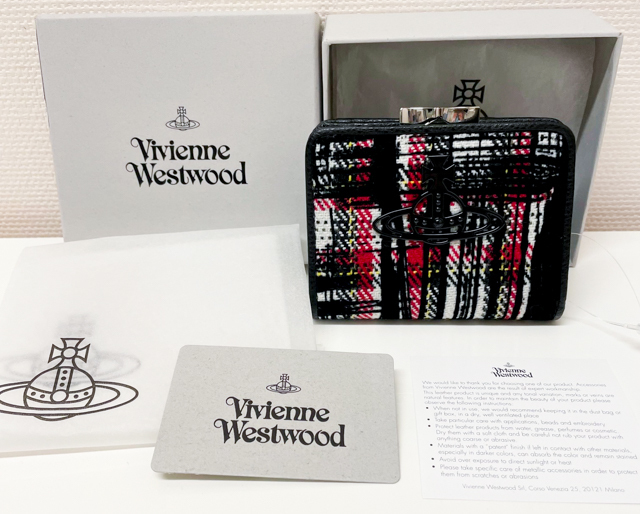 新品 Vivienne Westwood ヴィヴィアンウエストウッド オーブ タータンチェック がま口 小銭入れ 二つ折り財布 箱入り ギフト Kelly Wallet