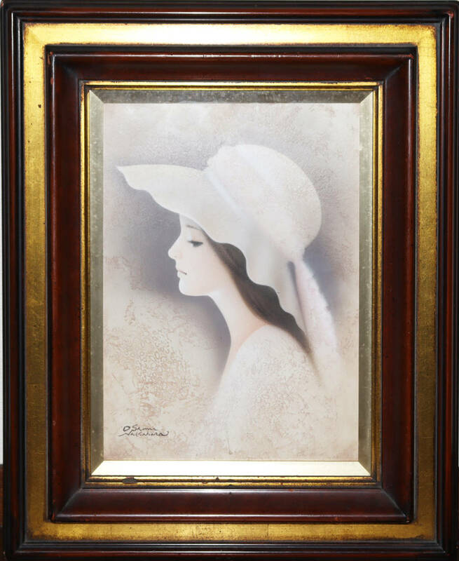 中原脩「帽子の女」油彩 4号 女性像人気画家 イラストレーター 兼日本画家D413