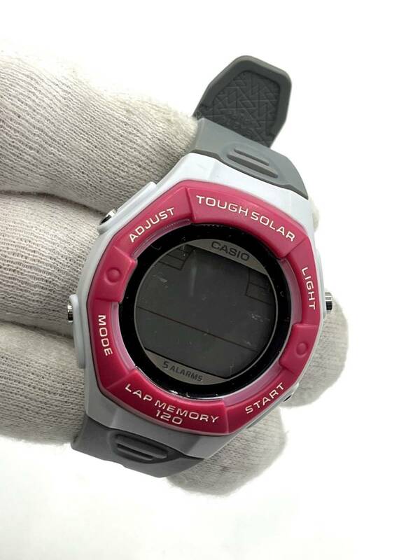 【不動】CASIO カシオ ソーラー 腕時計 デジタル文字盤 ピンク×グレー ユニセックス LW-S200H