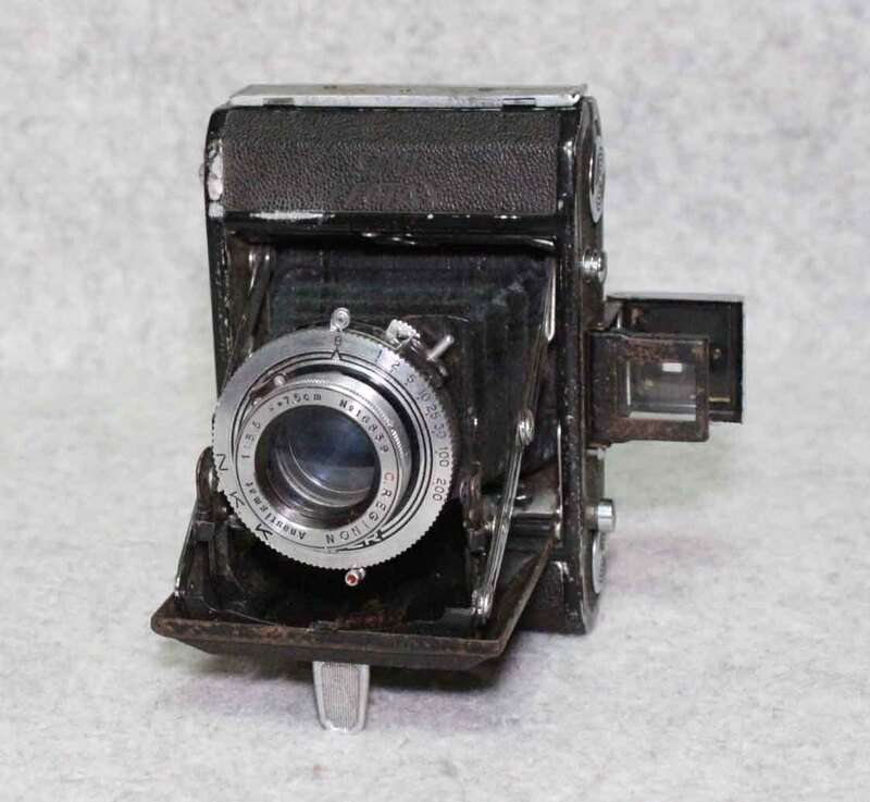 [is40]中判カメラ SEMI LEOTAX　WESTER REGION 7.5cm f3.5 SOW 蛇腹　スプリングカメラ camera　s.o.w セミレオタックス　革ケース