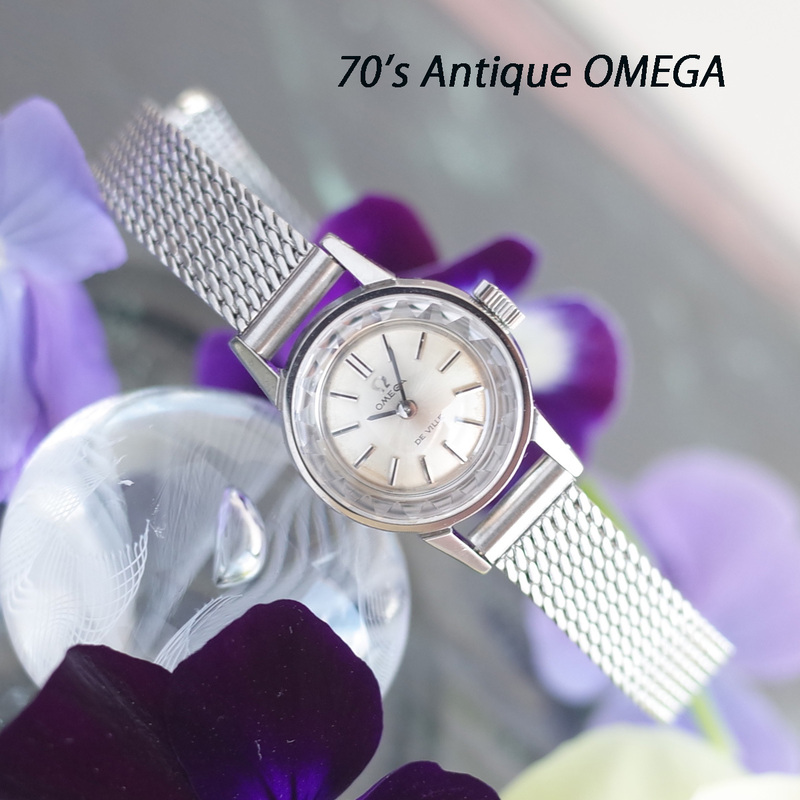 オメガ 70's アンティークウォッチ カットガラス SS 純正ブレス レディース 手巻 腕時計 OMEGA OH済1年保証
