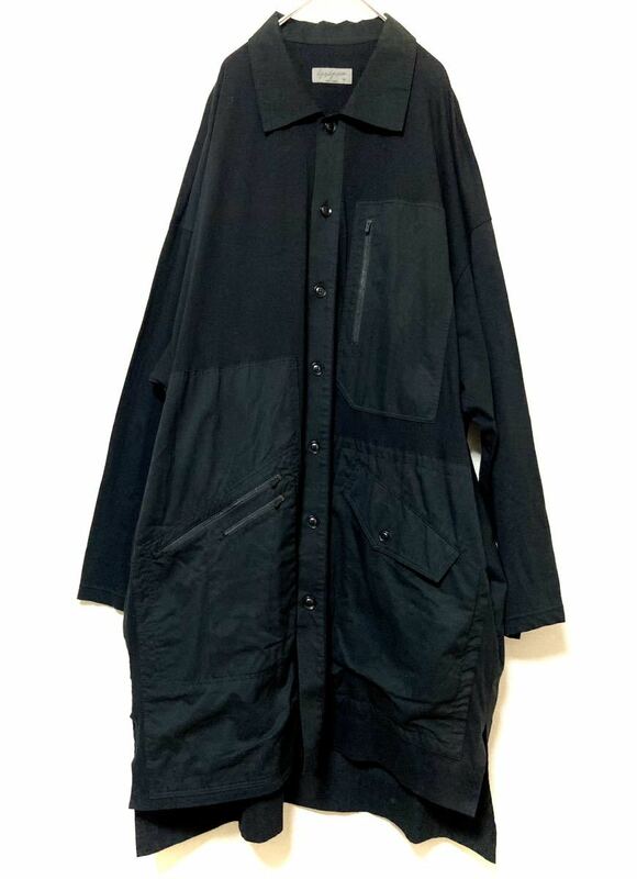 ヨウジヤマモト プールオム　yohji yamamoto POUR HOMME ジップデザイン　ロング　シャツ　長袖　メンズ　3 ブラック 黒
