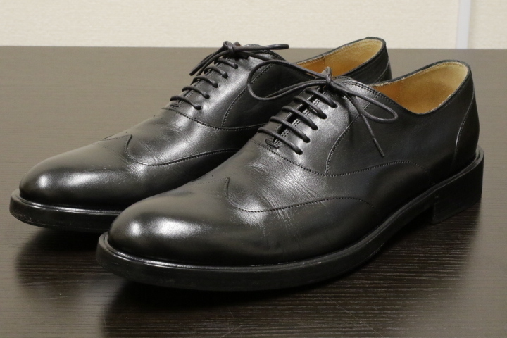 幅広 厚底 GUCCI オックスフォード シューズ ビジネス フォーマル ドレス グッチ ウイングチップ パーティー レザー メンズ 革靴 41 (26.0)