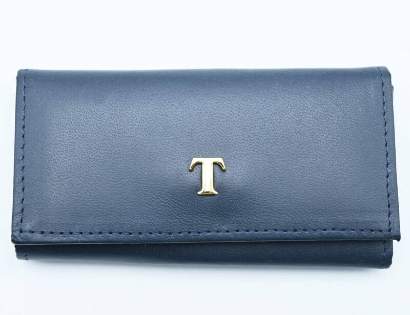 T01 TIFFANY & Co. ティファニー トヨタ Tロゴ レザー 4連キーケース ネイビー