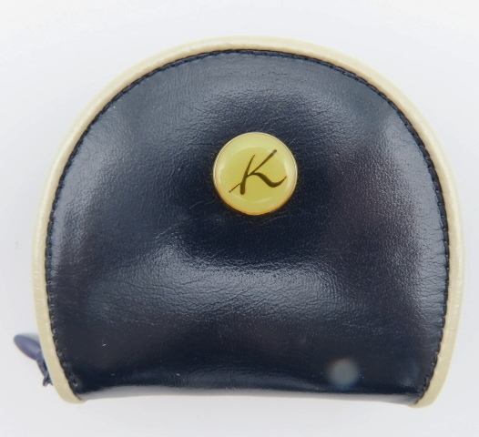 K02-1 Kitamura キタムラ Kロゴ レザー コインケース 小銭入れ ネイビー/ホワイト