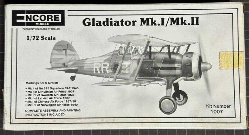 【未組立・箱イタミ】『Gladiator Mk.Ⅰ / Mk.Ⅱ』 イギリス空軍複葉戦闘機「グラディエーター マーク１/マーク２」 ENCORE MODELS 1/72