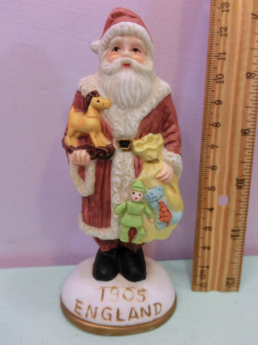 ビンテージ 世界のサンタクロース イングランド 陶器 フィギュア人形 クリスマス◆アンティーク England Vintage Figure 置物 昭和レトロ 