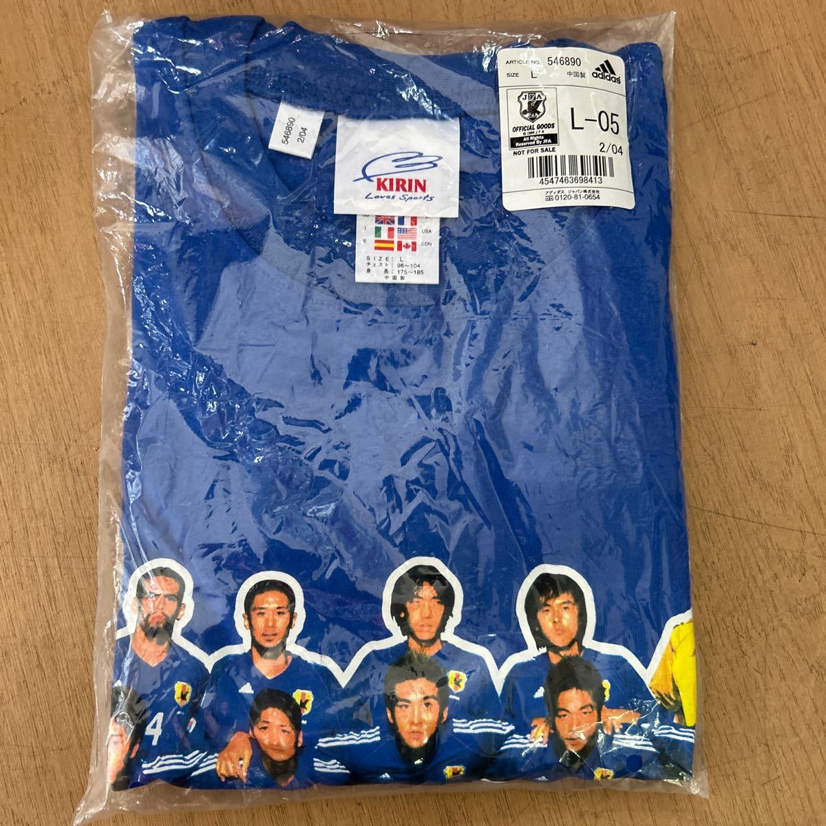 未開封品 キリン×アディダス KIRIN × adidas Tシャツ フォトプリント サッカー キリンチャレンジカップ2003 半袖 L ブルー 青 非売品