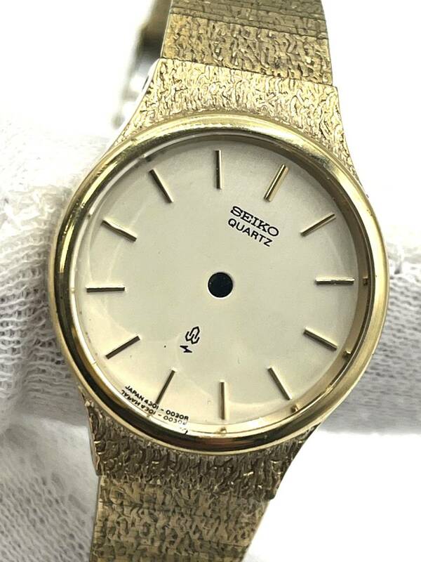 【ジャンク】SEIKO セイコー　クォーツ 腕時計 ゴールド文字盤 ラウンド レディース 4301-0010 ケース幅2.1 付属品：-