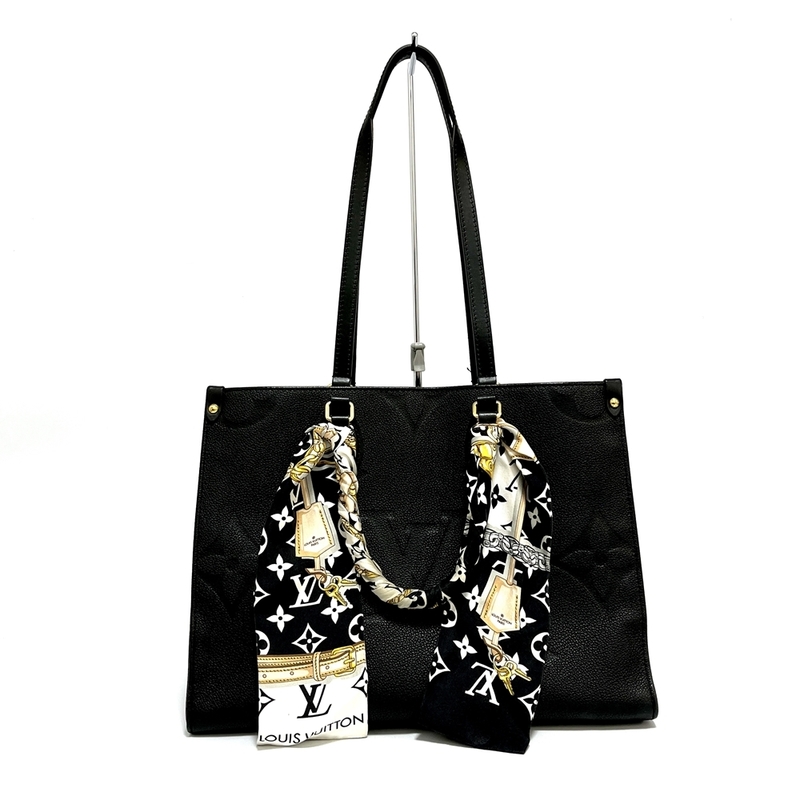 【Louis Vuitton】ルイヴィトン M45595 オンザゴーMM ノワール ブラック 牛革 本革 バンドー付き 鞄 ハンドバッグ