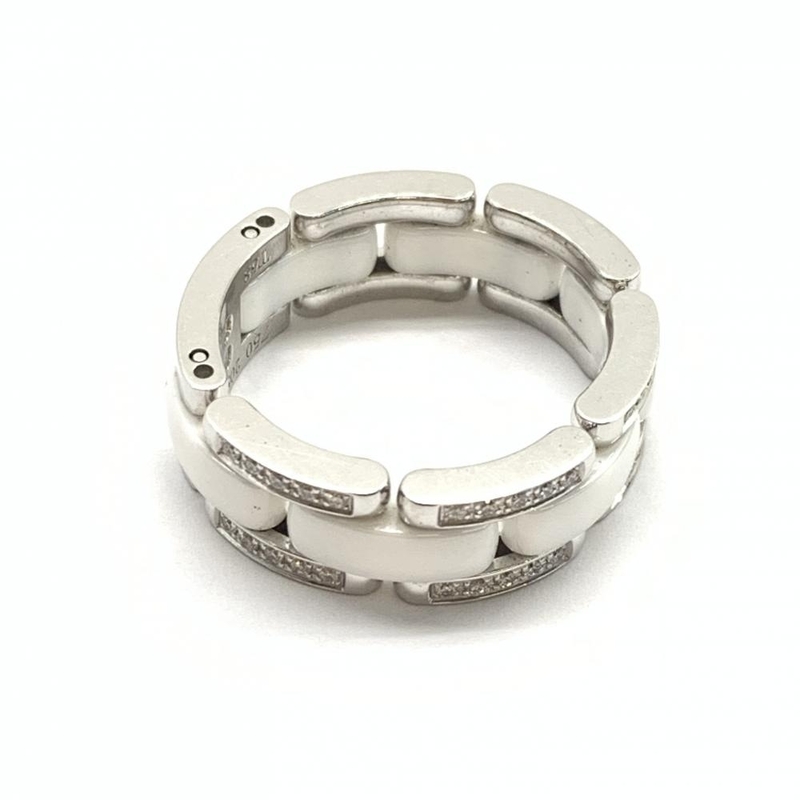 CHANEL シャネル J2643 ウルトラ コレクション リング ミディアム ダイヤ 指輪 #61 17号 K18WG ゴールド ホワイトセラミック 管理RT35900