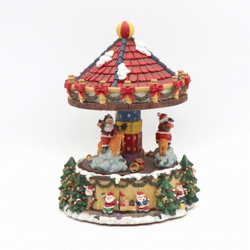 クリスマスメリーゴーランド・回転オルゴール・おもちゃ・ジャンク品・No.210912-079・梱包サイズ60