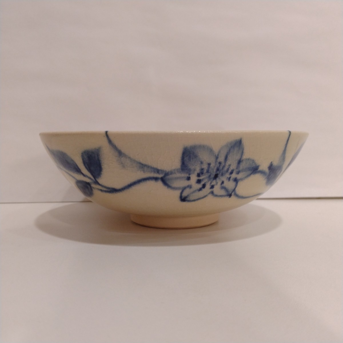 M01019　茶道具　染付け　抹茶碗　平茶碗　　岳陵