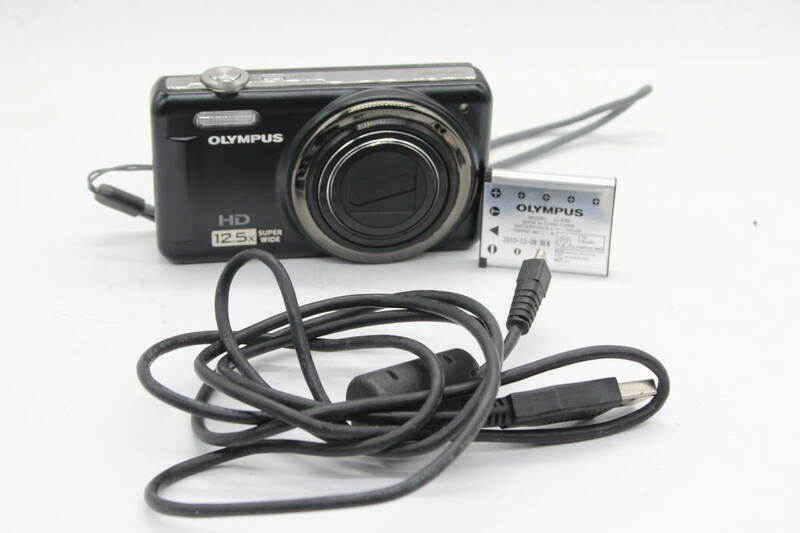 【返品保証】 オリンパス Olympus VR-320 ブラック 12.5x バッテリー付き コンパクトデジタルカメラ s5608