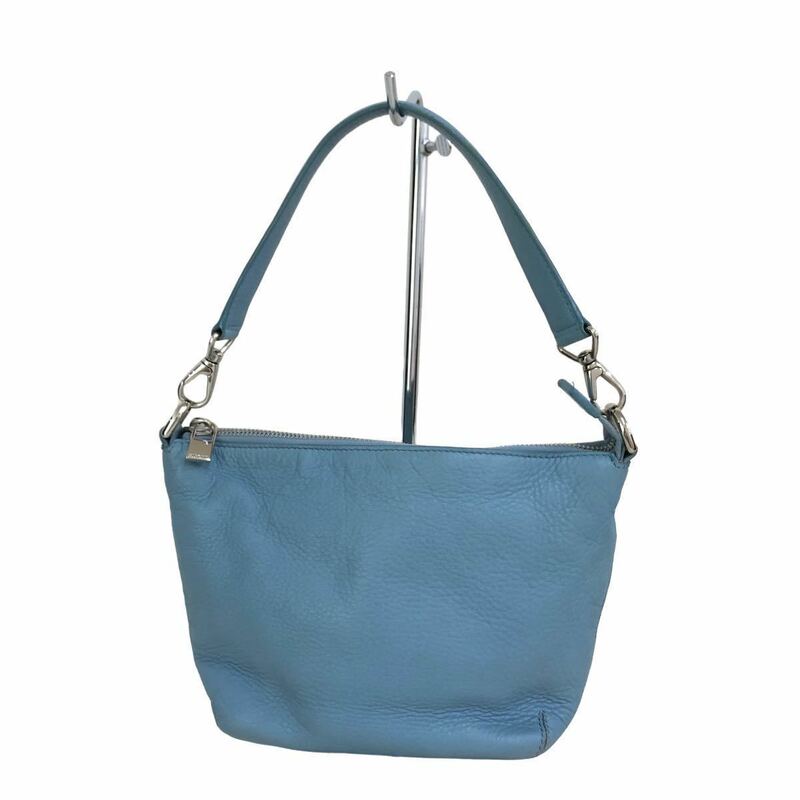 h039 本革 HIROFU ヒロフ レザー ミニバッグ ハンドバッグ バッグ ブルー系 小さめ 鞄 カバン bag
