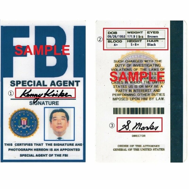 US　レプリカ　IDカード（FBI／アメリカ連邦捜査局） 両面 IDホルダー付 送料185円 