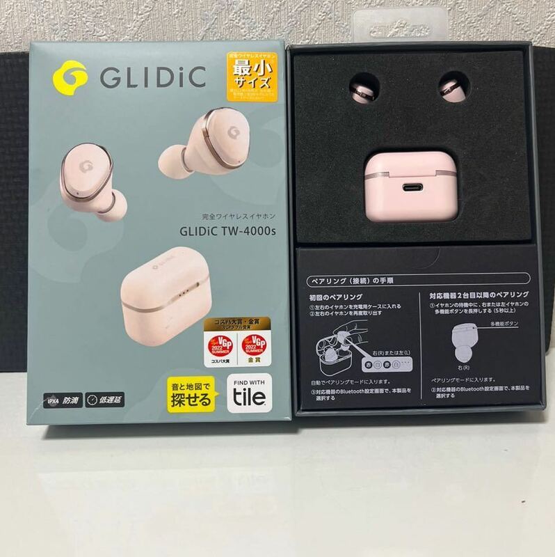 512h0934. GLIDiC TW-4000s /SIMPLE STYLE ピンク(ワイヤレスイヤホン Bluetooth 5.2)