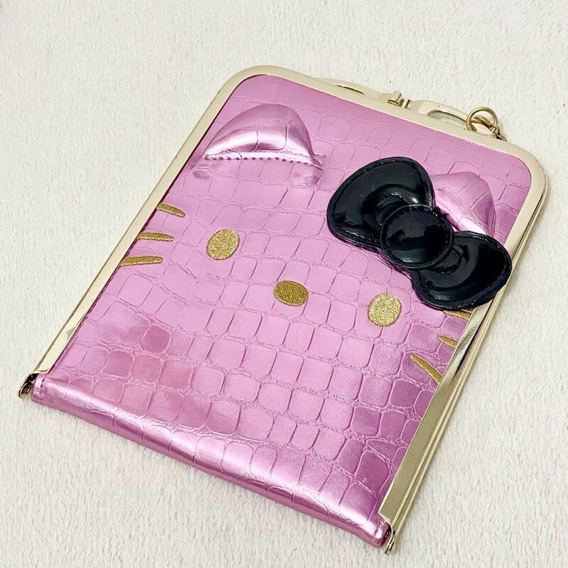 未使用 Vivitix Sanrio サンリオ ハローキティ ピンク クロコ柄 折りたたみミラー 水玉 二つ折り 卓上 鏡 参考価格 3,080円