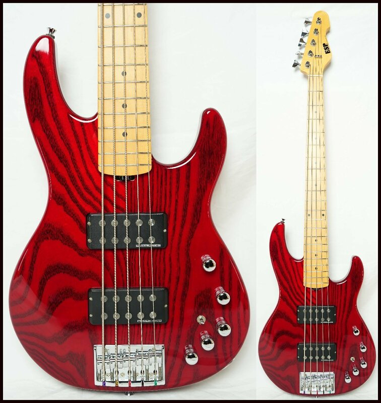 ★ESP★AP-SL5 See Thru Red 2010年製 日本製 美品 5弦ベース Seymour Duncanピックアップ搭載モデル 定価３８万円★