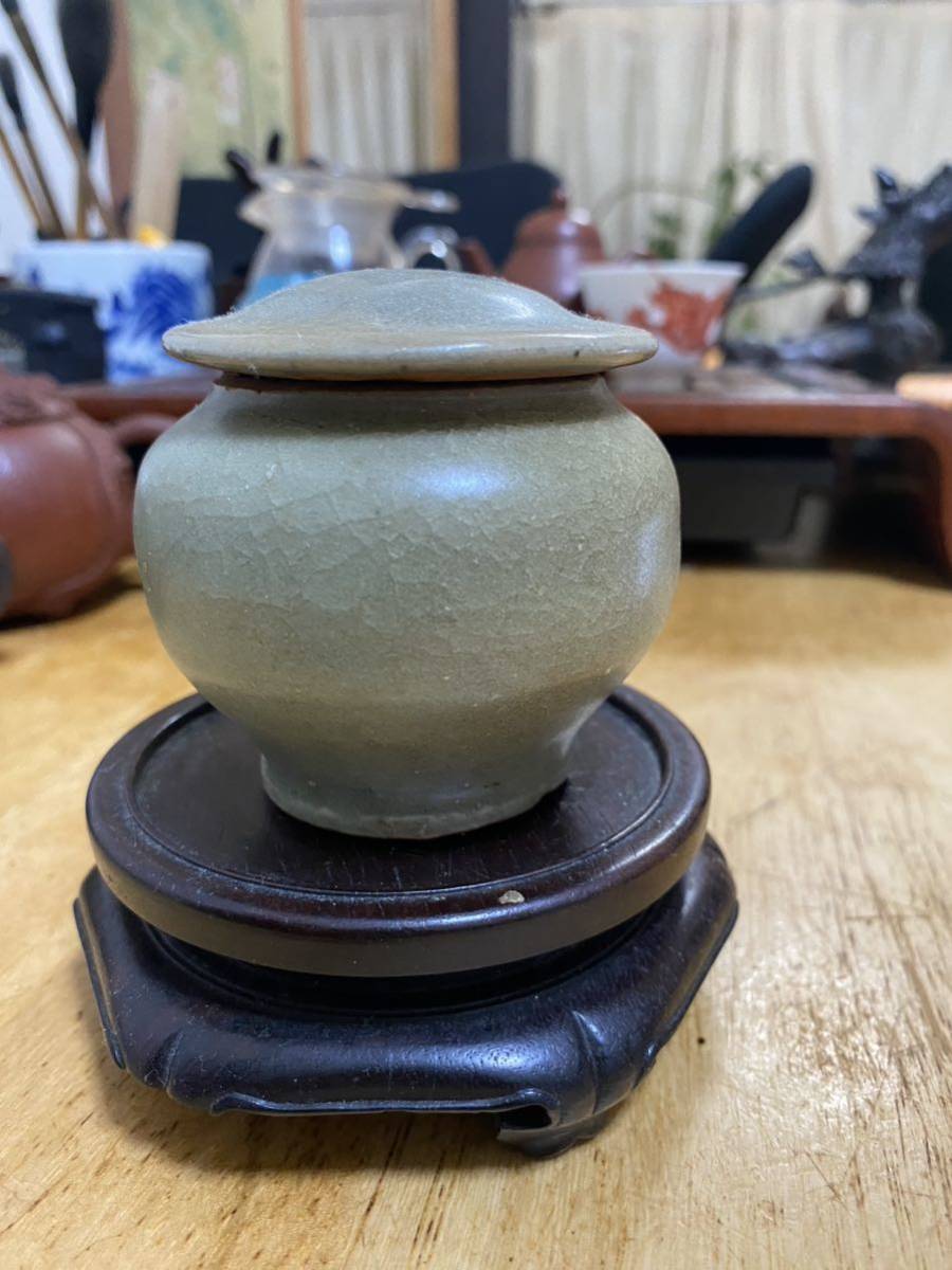 茶叶缶 茶道具 明時代 龍泉窯 唐物