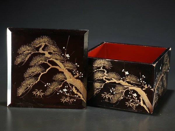 【夢讃岐】リ素/木製漆器　蒔絵　2段重箱　220x220 jjp087