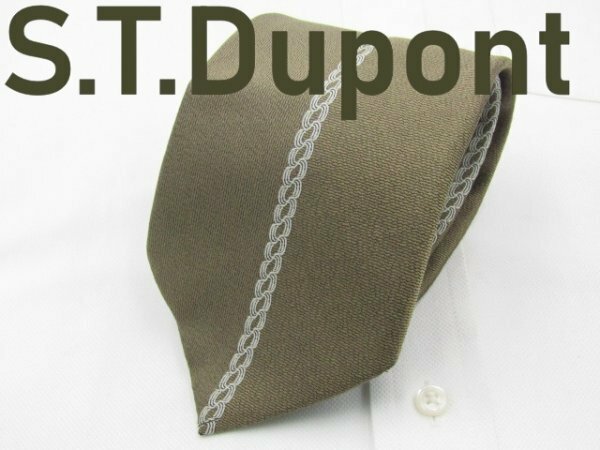 【デュポン】OB 762 デュポン S . T. . Dupont ネクタイ ゴールド系 アート チェーン柄 プリント