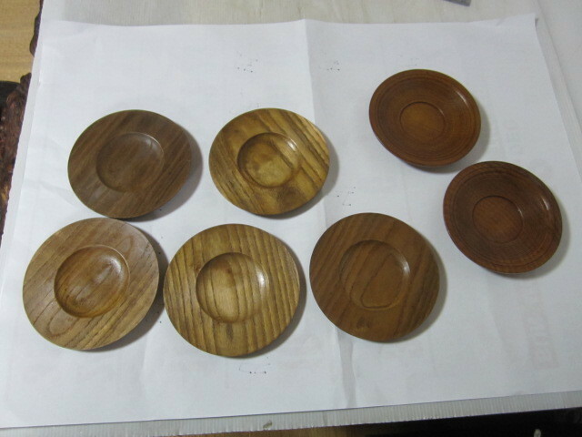 天然木　茶托　5枚＋2枚おまけ　木製　木工　日本製　無垢材　茶道具　