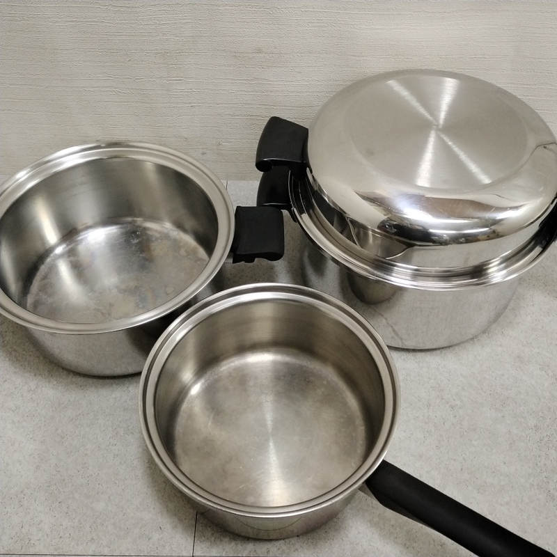 1k3003hr 計3点 amway/アムウェイ queen/クイーン stainless steel 片手鍋 両手鍋 キッチン/食器/調理器具/鍋 まとめ売り