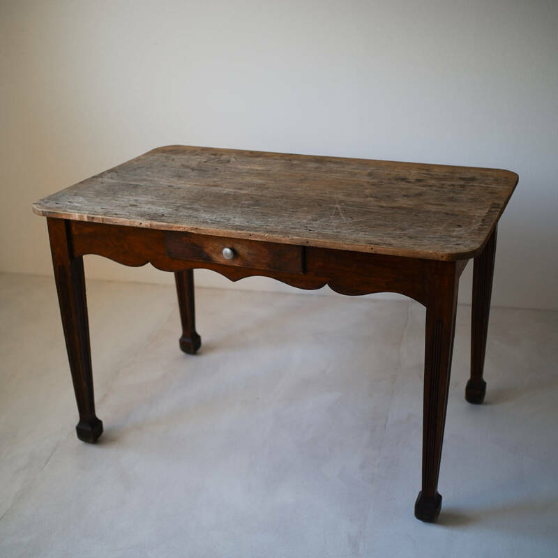 1800年代 フランス 古い無垢材のファーマーズテーブル / アンティーク 19世紀 ダイニングテーブル 作業台 家具 机 店舗什器 アトリエ 