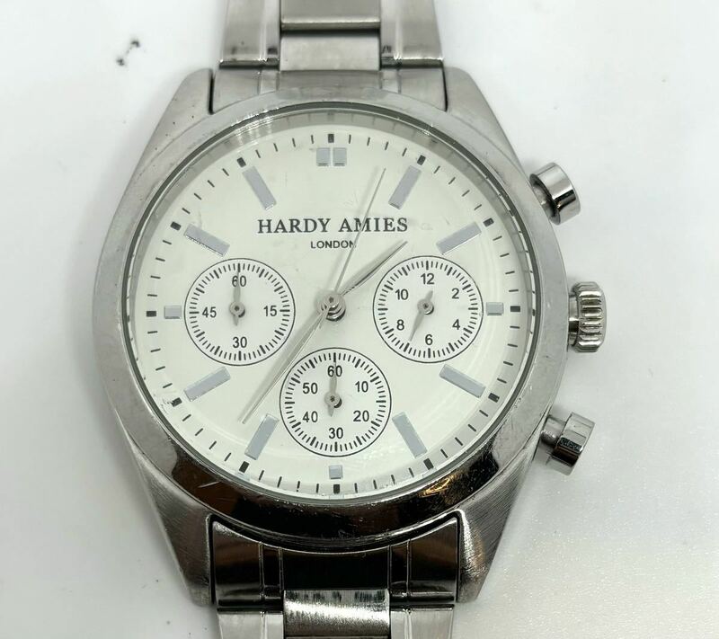 HARDY AMIES クロノグラフ 電池交換済み メンズ腕時計 ハーディエイミス