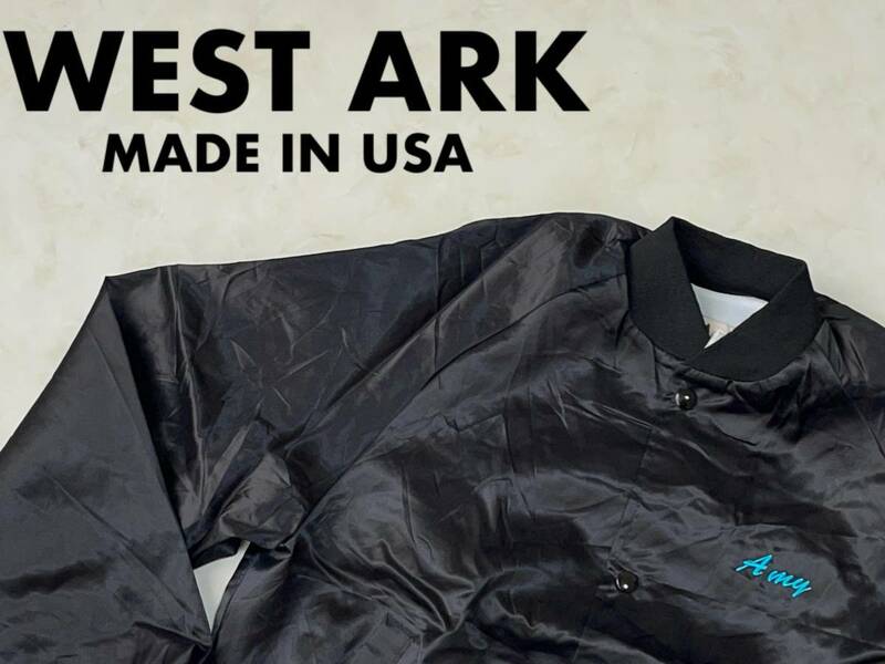 ☆送料無料☆ WEST ARK ウエストアーク USA直輸入 古着 アメリカ製 ナイロン スタジアムジャンパー スタジャン MADE IN USA M ブラック 