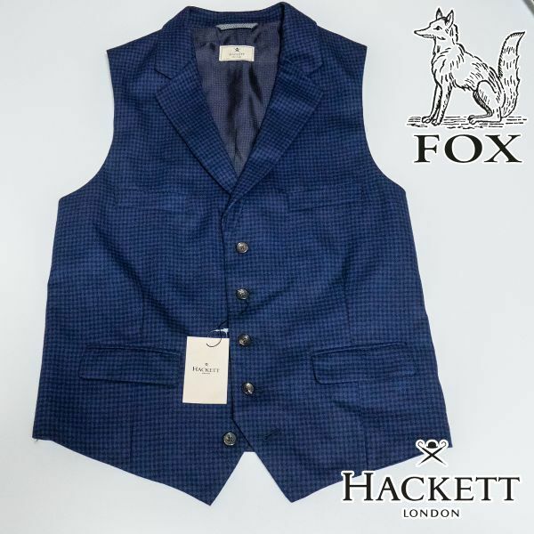 HL62LL 新品3.8万 HACKETT LONDON ハケットロンドン 英 FOX BROTHERS ガンクラブチェック ベスト ジレ ウエストコート