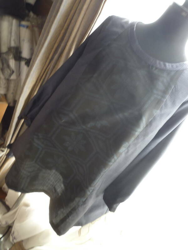 手作り　　ハンドメイド　　着物リメイク　大島紬　　チュニック　ブラウス　正絹　未使用着物から　　かぶり