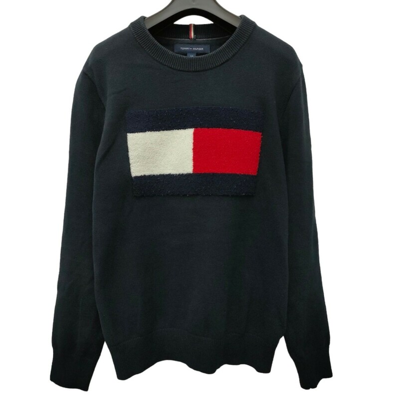 TOMMY HILFIGER /トミーヒルフィガー メンズ トップス スウェット トレーナー 長袖 Sサイズ ネイビー ビッグロゴ I-3357 