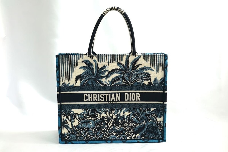 新品 21SS DIOR BOOK TOTE Blue Dior Palms Embroidery M12862REU ディオール Palms刺繍 ブックトートバッグ