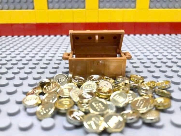 ☆お金☆ レゴ　ミニフィグ用小物　大量50個　硬貨　通貨　金貨　メダル　コイン　宝箱　LEGO シティ 銀行　B53009