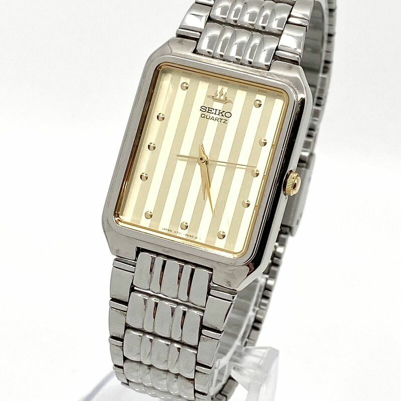 SEIKO 腕時計 メンズ ドットインデックス 3針 クォーツ quartz ストライプ ゴールド シルバー 金銀 セイコー Y425