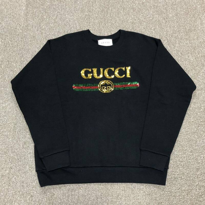 【グッチ】基準内 GUCCI トレーナー ロゴ シェリーライン 虎 スパンコール サイズS ニット 長袖 トップス スウェット 469250 レディース